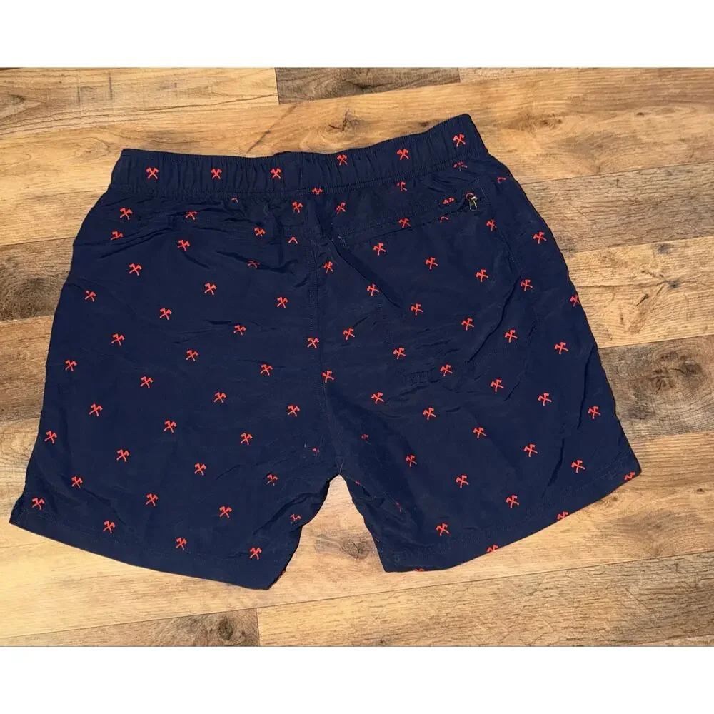 The north face men’s navy & red swimming trunks